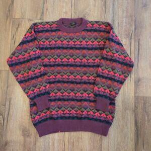 VTG Yana Adult XL Knit Sweater Fair Isle Aztec Pattern Stripe 100% Alpaca Wool